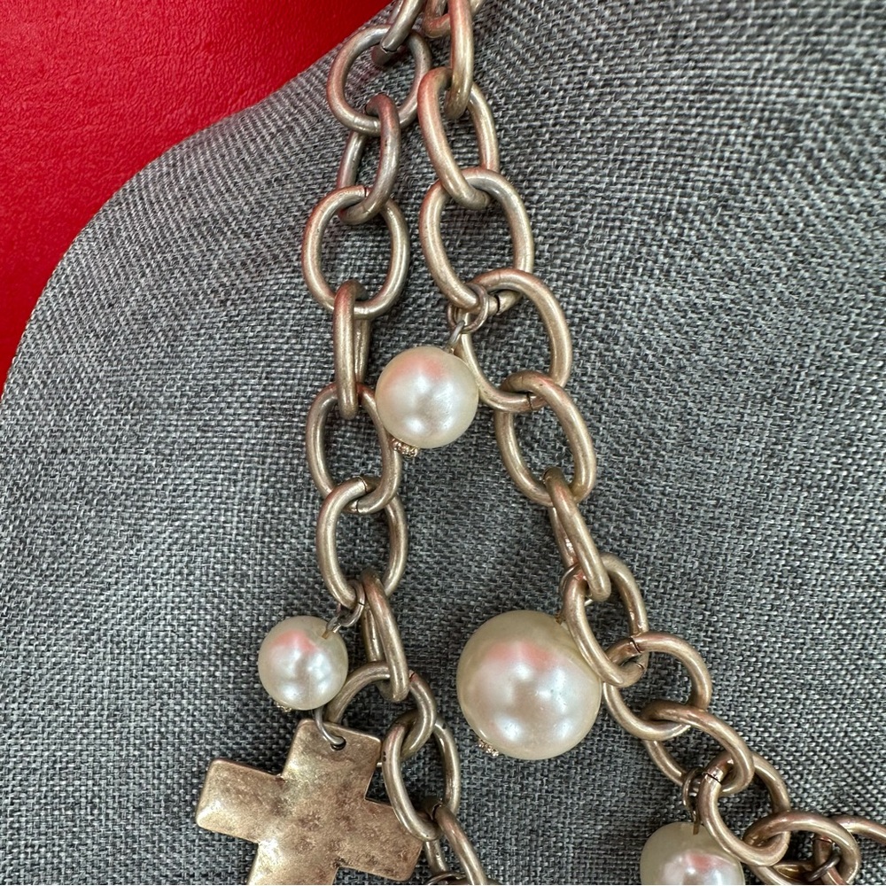 Southern Living Gold Cross and Pearl Necklace - Picture 6 of 13